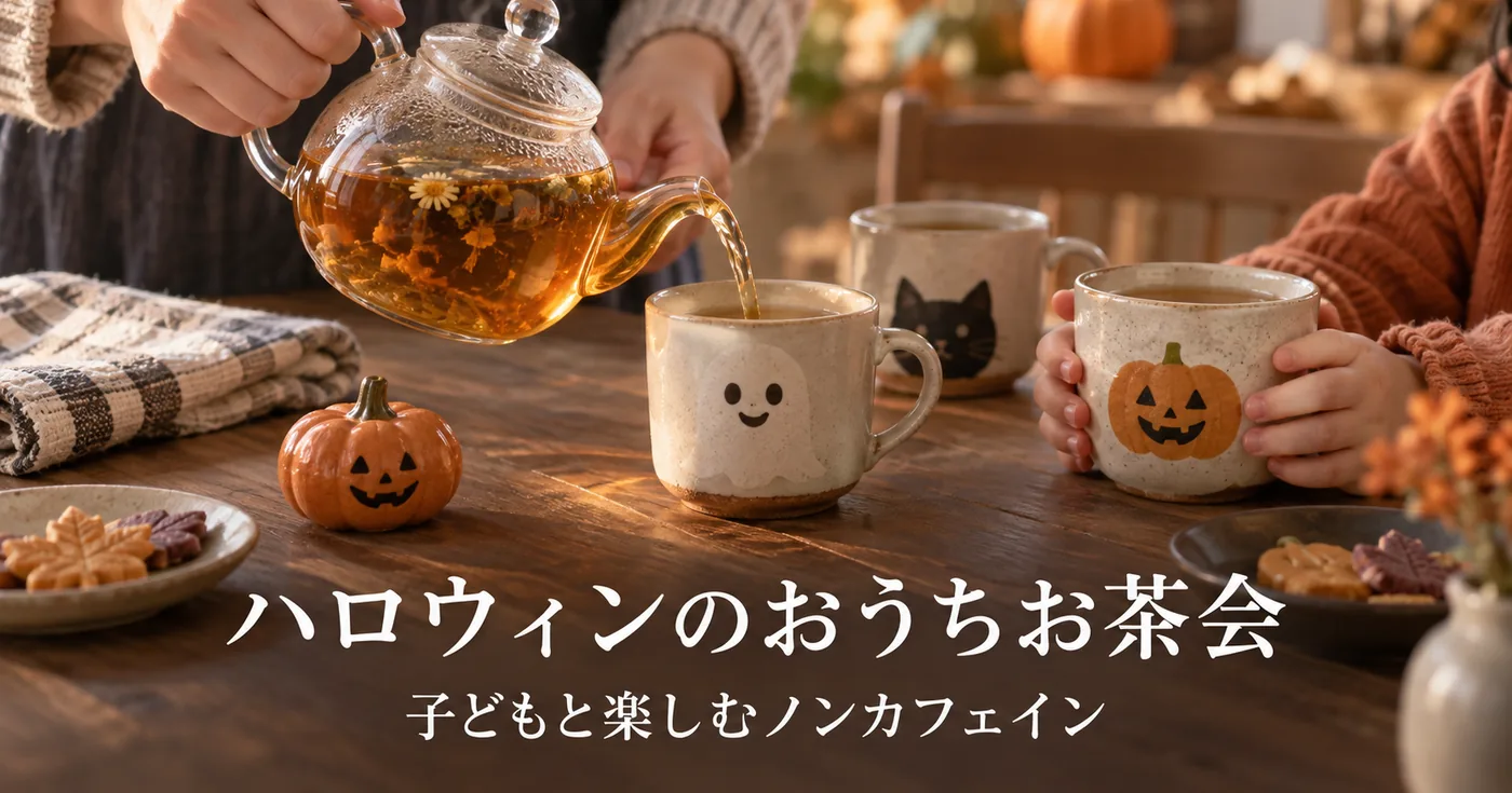 ハロウィンのおうちお茶会｜子どもと囲むカフェインレスなお茶と秋色テーブル