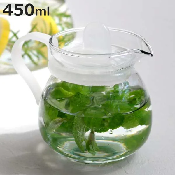 ティーポット 450ml ホワイト 1人用 ガラス製 急須 ストレーナー一体型