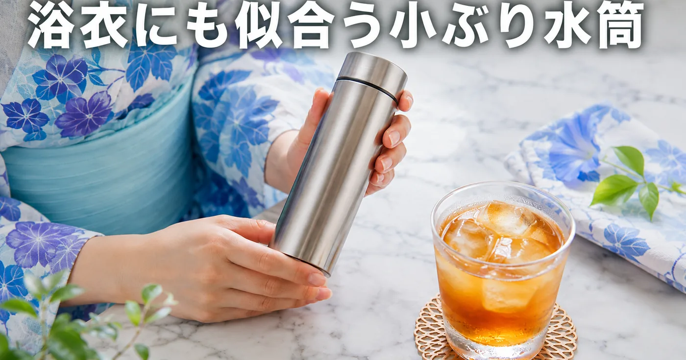 夏祭り・花火大会に持っていく、浴衣にも似合う小ぶり水筒アイスティー